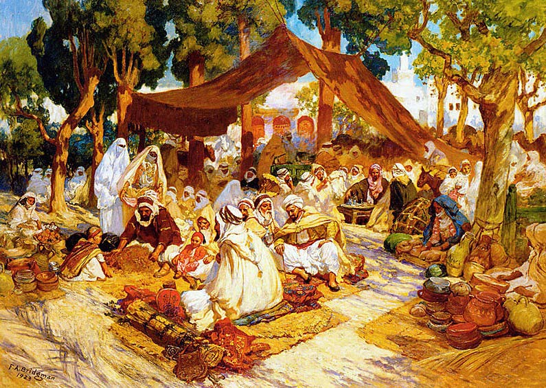 An evening gathering at a North-African encampment